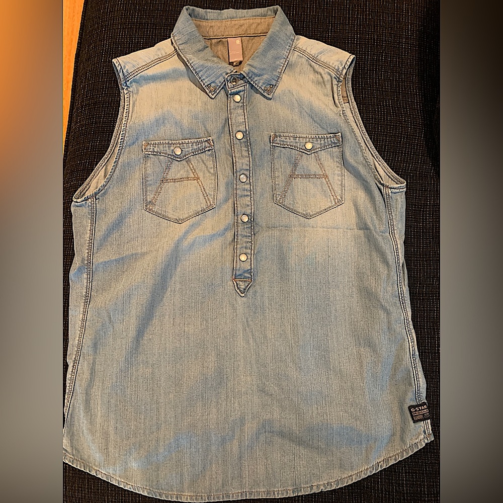 Chambre Denim G-Star Sleeveless Blouse with Embellishments